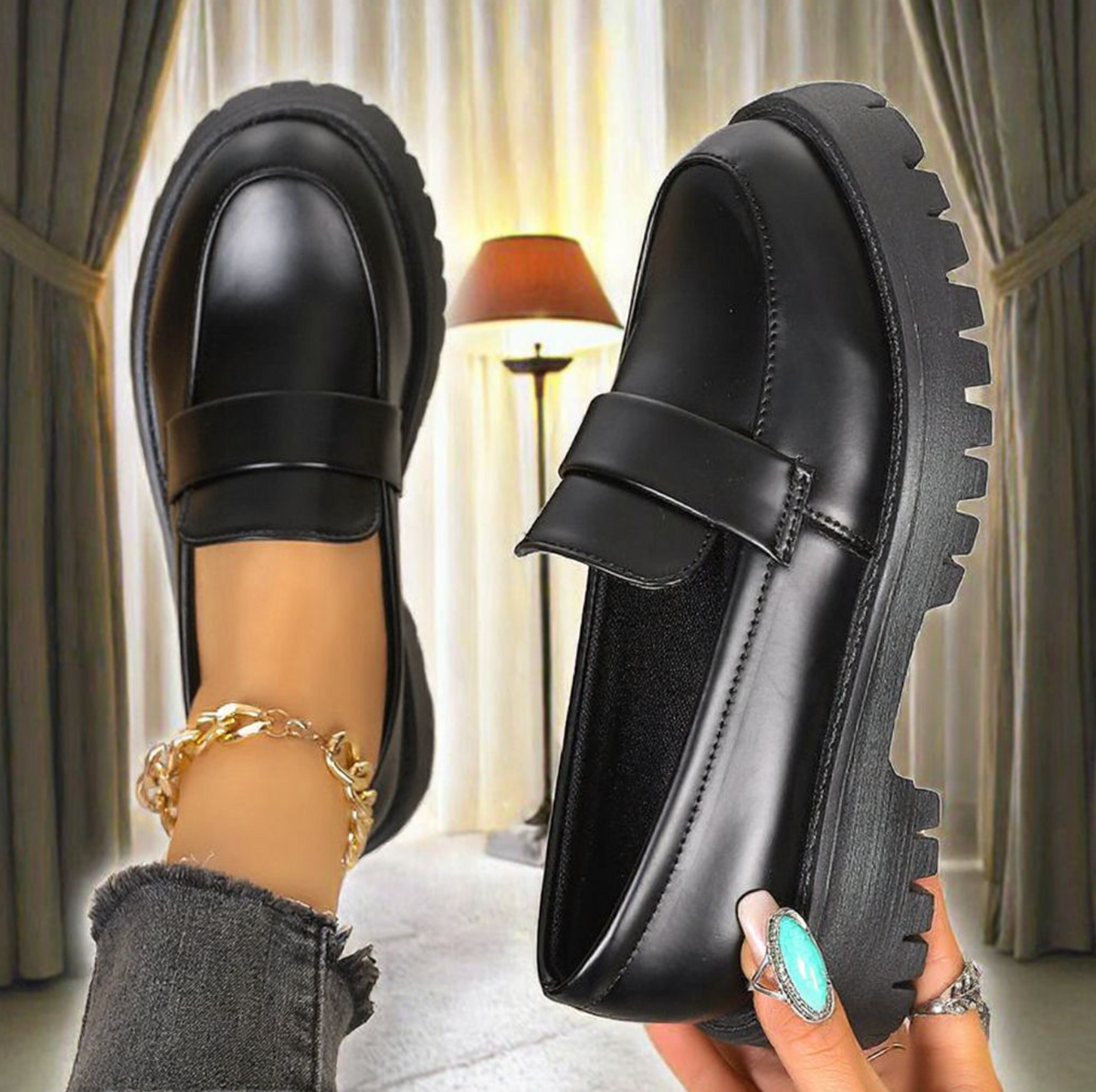 Black Low Top Loafers For Winter